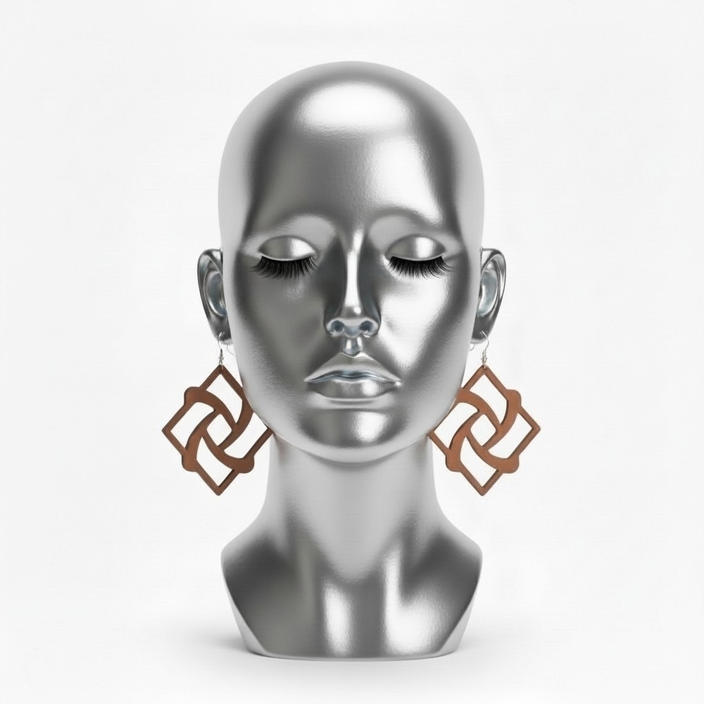 Diamond Sphere ▪︎ Wood Enriched Laser Cut Earringz